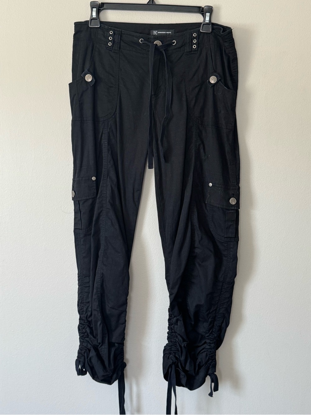 INC International Concept Black Womens Pants Size 6 Scrunchie Ankle Grunge
